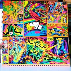 Psychedelic Black Light Comic Wall Art Print Collage Poster